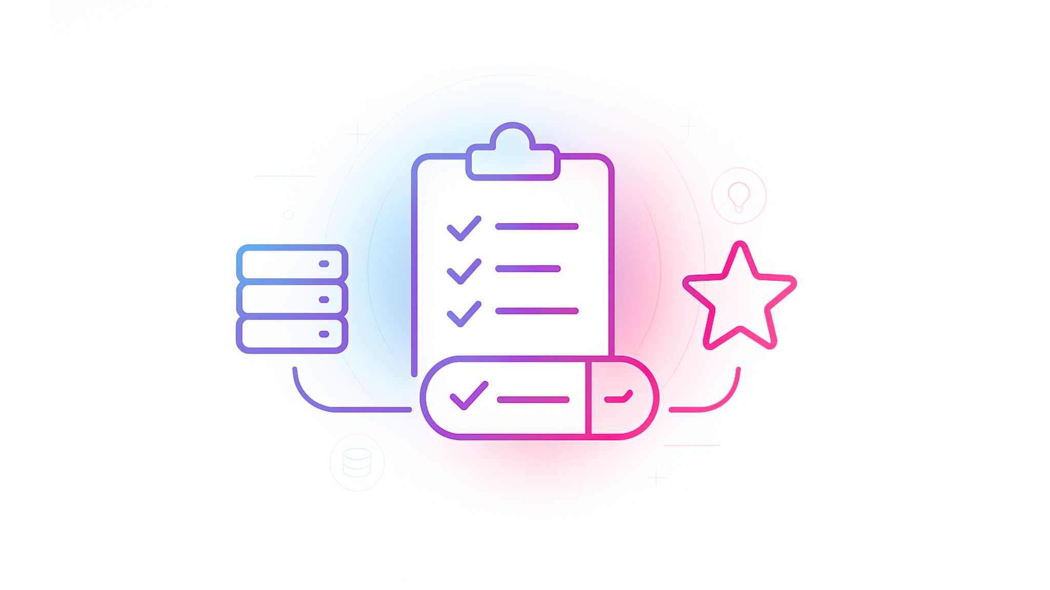 Abgehakte Checkliste und Stern als Symbol für Finalisierung