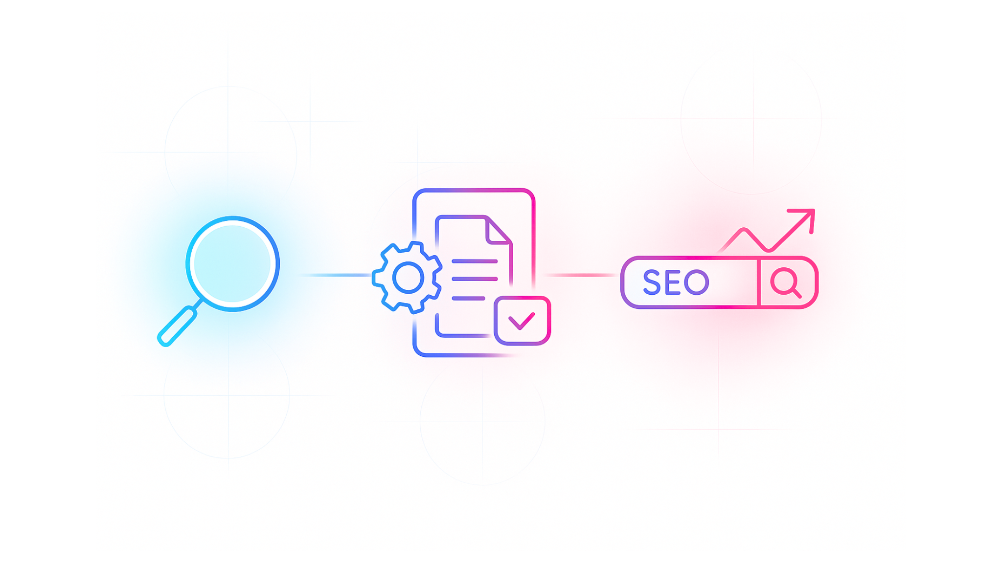 Bericht mit Suchleiste, Lupe und ansteigendem Graphen. Symbol für Analyse, Datenbewertung und Online-Wachstum